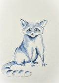 Watercolor Print- Blue Raccoon
