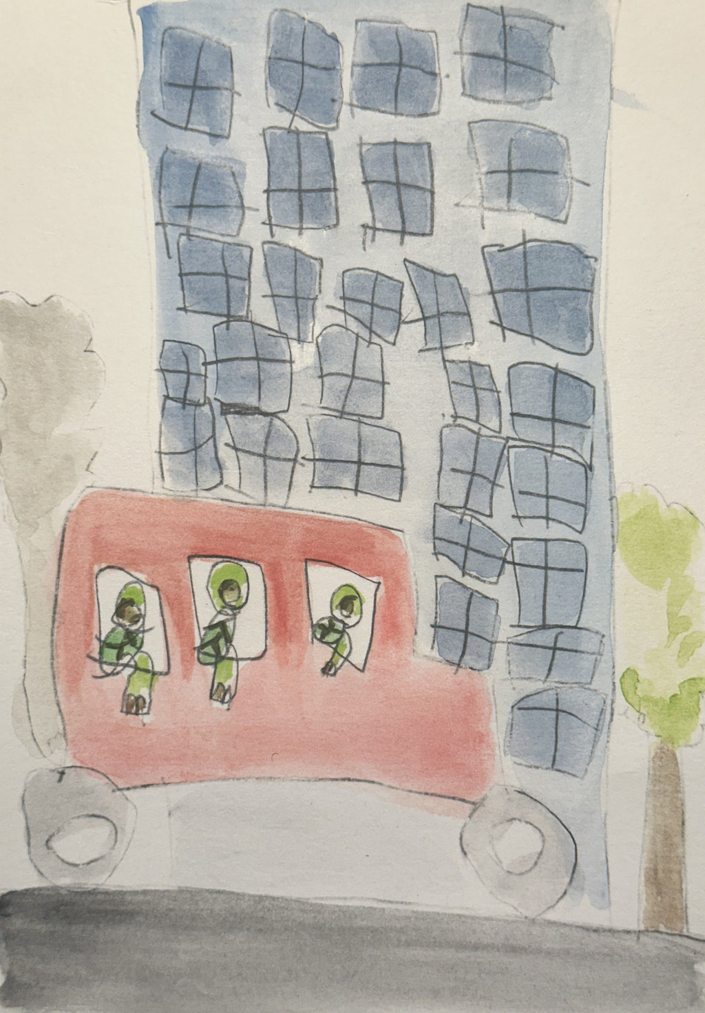 Watercolor Print- Turtles in Car