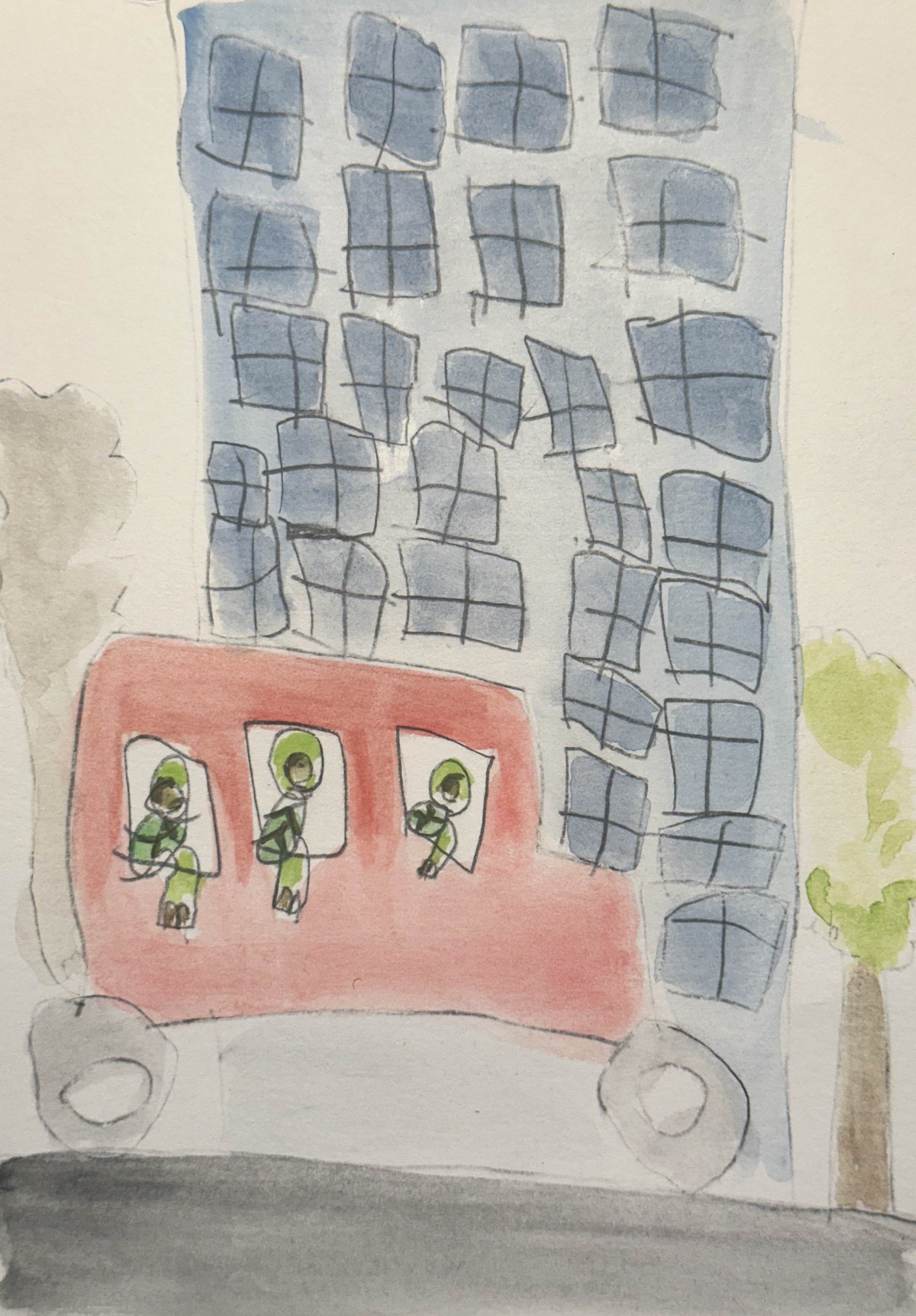 Watercolor Print- Turtles in Car