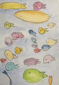 Watercolor Print- Schooling