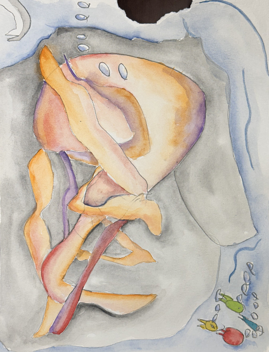 Watercolor Print-  Dinner Time Part 2 (Octopus Rescue)