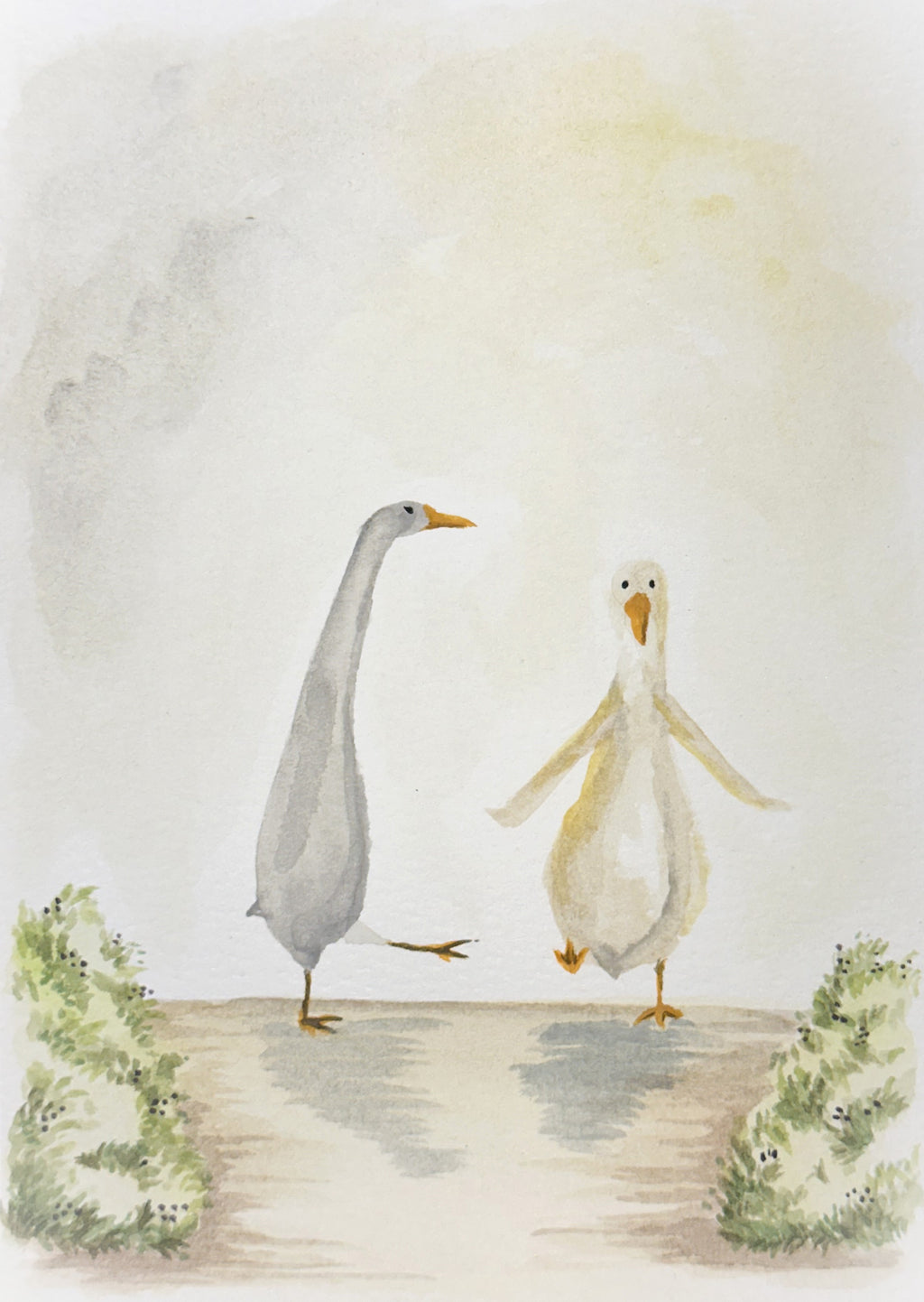 Watercolor Print- Silly Geese